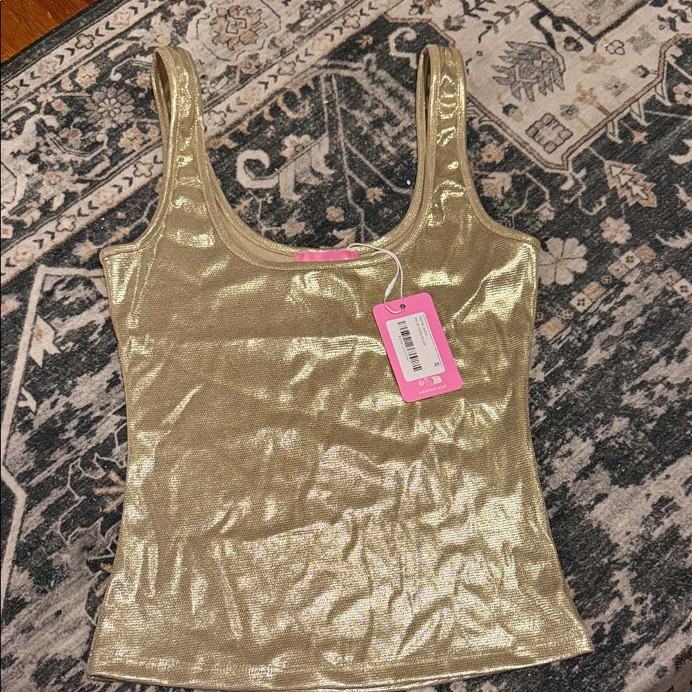 Edikted Metallic Gold Tank Top